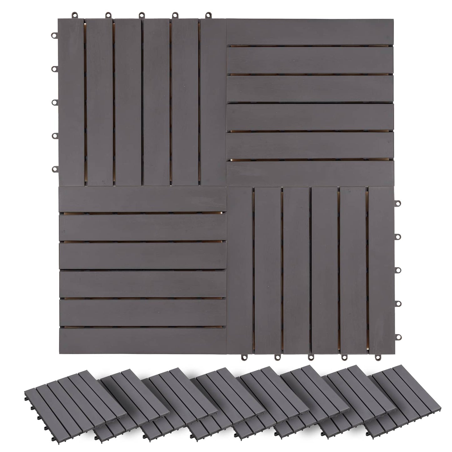 vidaXL Decking Tile 20 pcs Grey 30 x 30 cm Acacia Hardwood 2