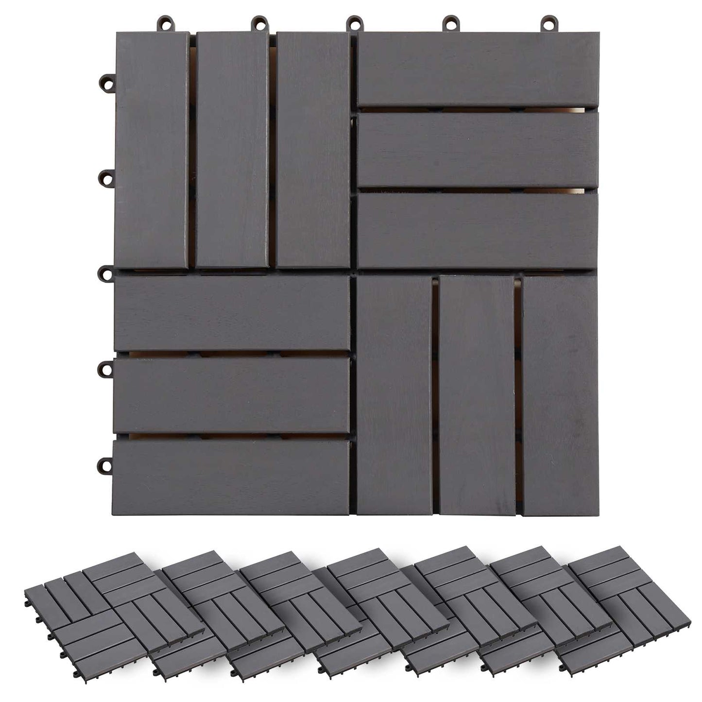 vidaXL Decking Tile 20 pcs Grey 30 x 30 cm Acacia Hardwood 2