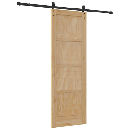 Sliding Door Solid Pine Wood 200 cm Natural and black 73.5 cm 211 cm