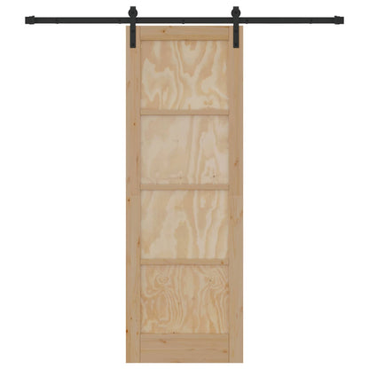 Sliding Door Solid Pine Wood 200 cm Natural and black 73.5 cm 211 cm