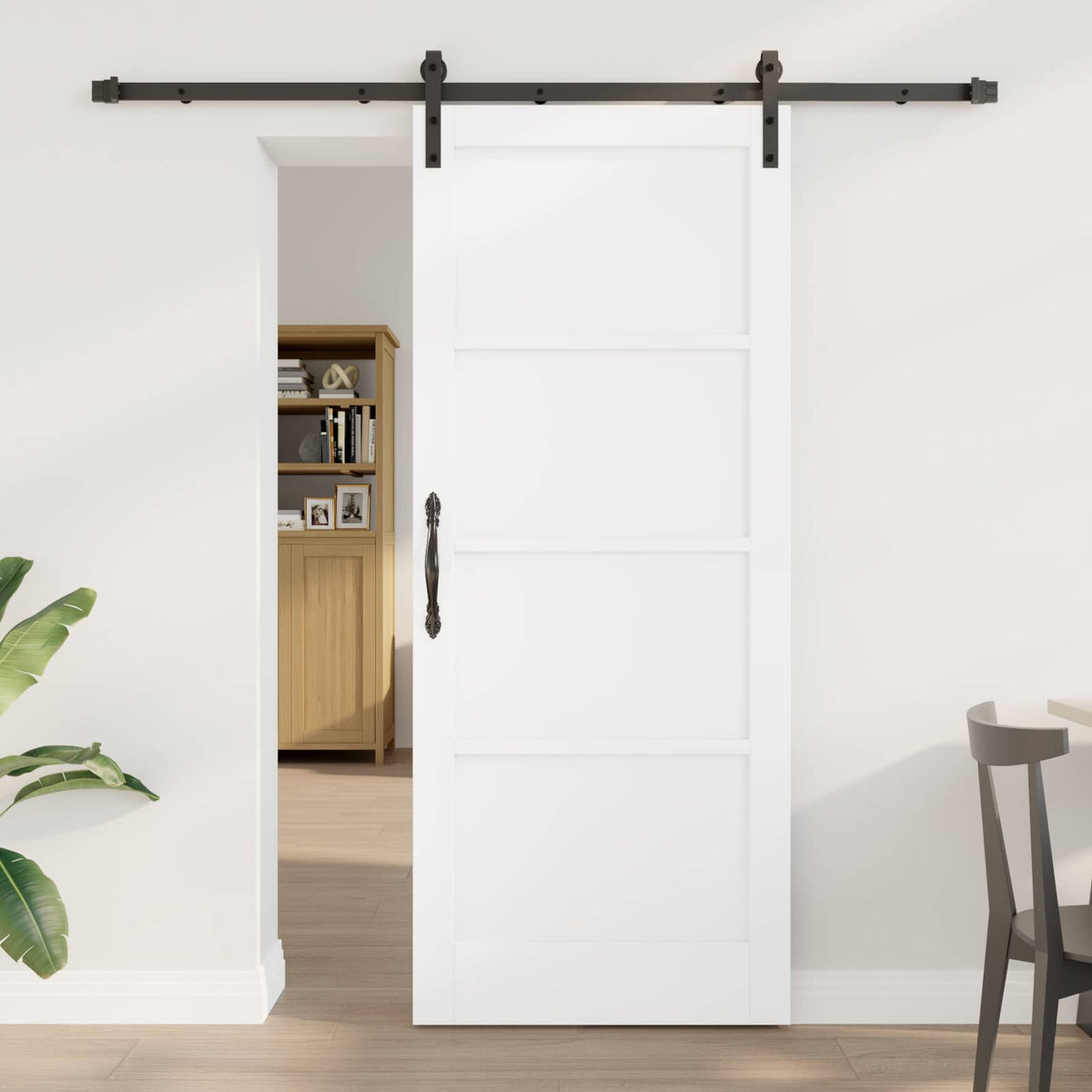 Sliding Door Solid Pine Wood 200 cm White and black 83 cm 202 cm