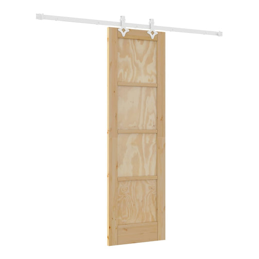 Sliding Door Solid Pine Wood 200 cm Natural and white 61 cm 198.5 cm