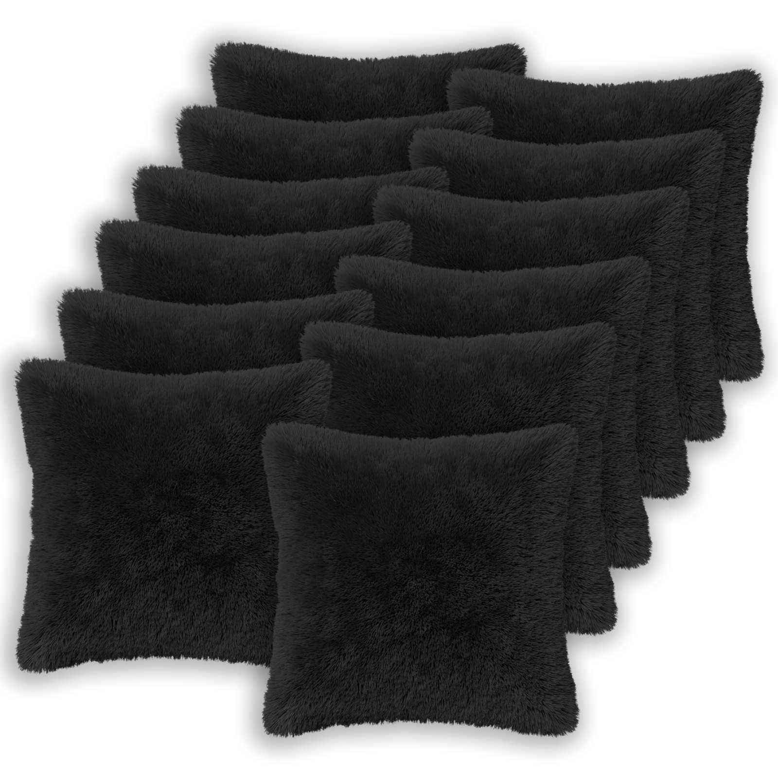 vidaXL Cushion with Pillow HEERLEN 12 pcs Black PV Fleece 2