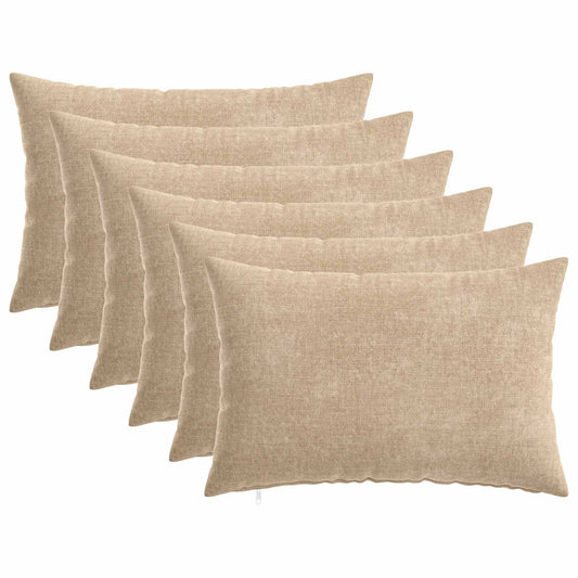 vidaXL Throw Pillow 6 pcs HEERLEN Taupe 40 x 60 cm Chenille Fabric 2