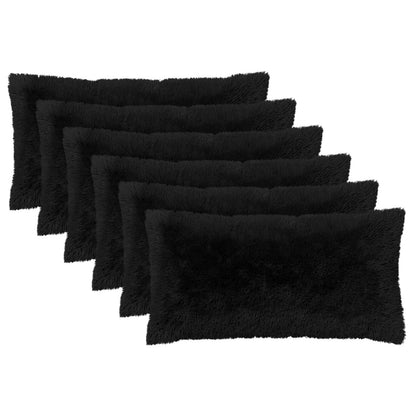 vidaXL Cushion with Pillow HEERLEN 6 pcs Black PV Fleece 2