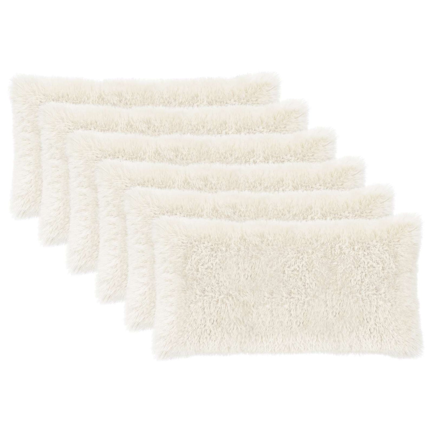 vidaXL Cushion with Pillow HEERLEN 6 pcs White PV Fleece 2