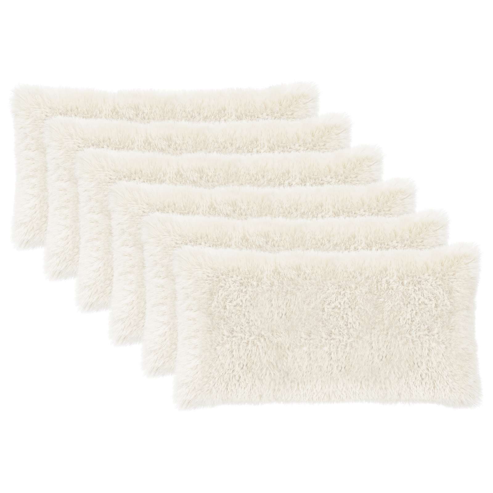 vidaXL Cushion with Pillow HEERLEN 6 pcs White PV Fleece 2