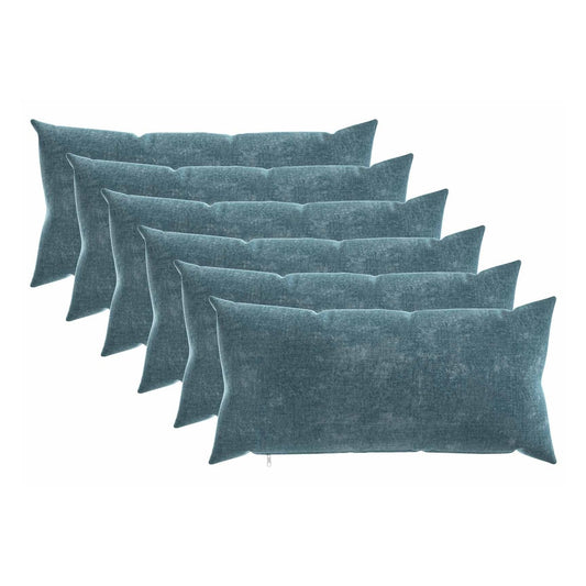 Throw Pillow HEERLEN Blue Chenille Fabric