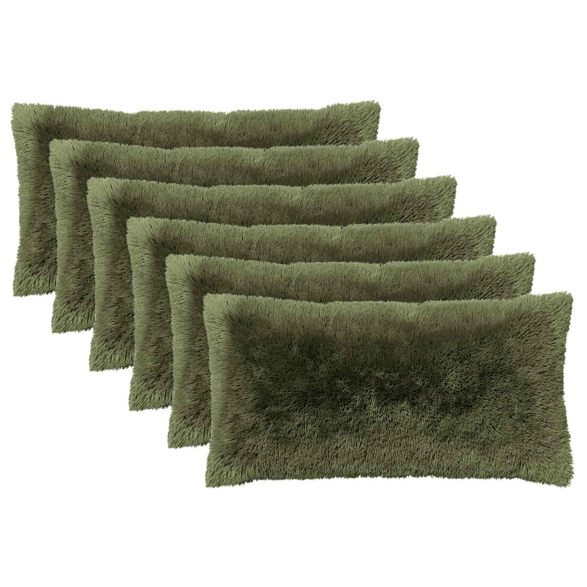 vidaXL Throw Pillow 6 pcs HEERLEN Green 40 x 80 cm PV Fleece 2