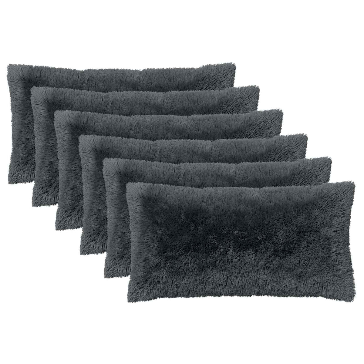 vidaXL Throw Pillow 6 pcs HEERLEN Anthracite 40 x 80 cm PV Fleece 2