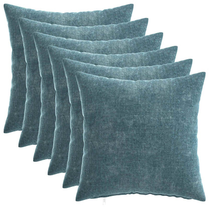 vidaXL Throw Pillow 6 pcs HEERLEN Blue 45 x 45 cm Chenille Fabric 2