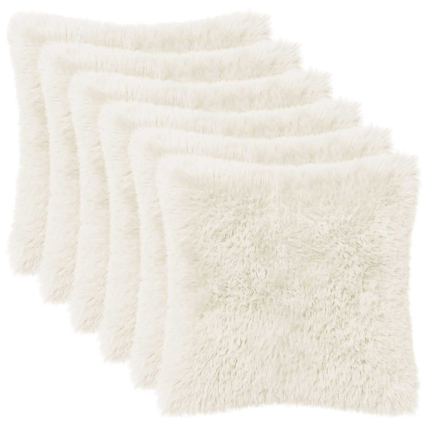 vidaXL Cushion with Pillow HEERLEN 6 pcs White PV Fleece 2