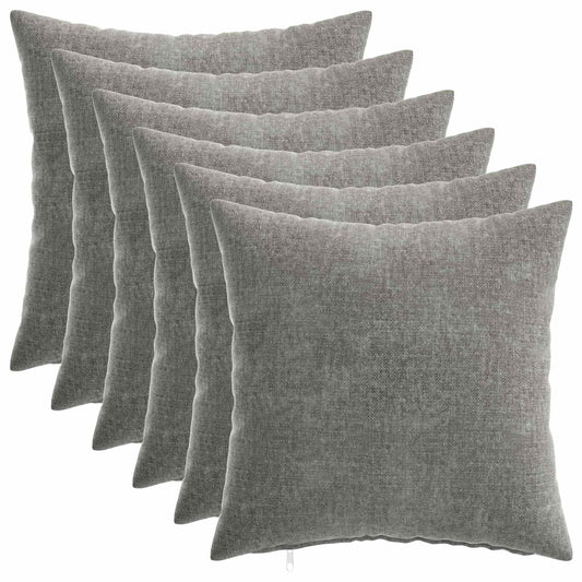 vidaXL Throw Pillow 6 pcs HEERLEN Dark Grey 50 x 50 cm Chenille Fabric 2