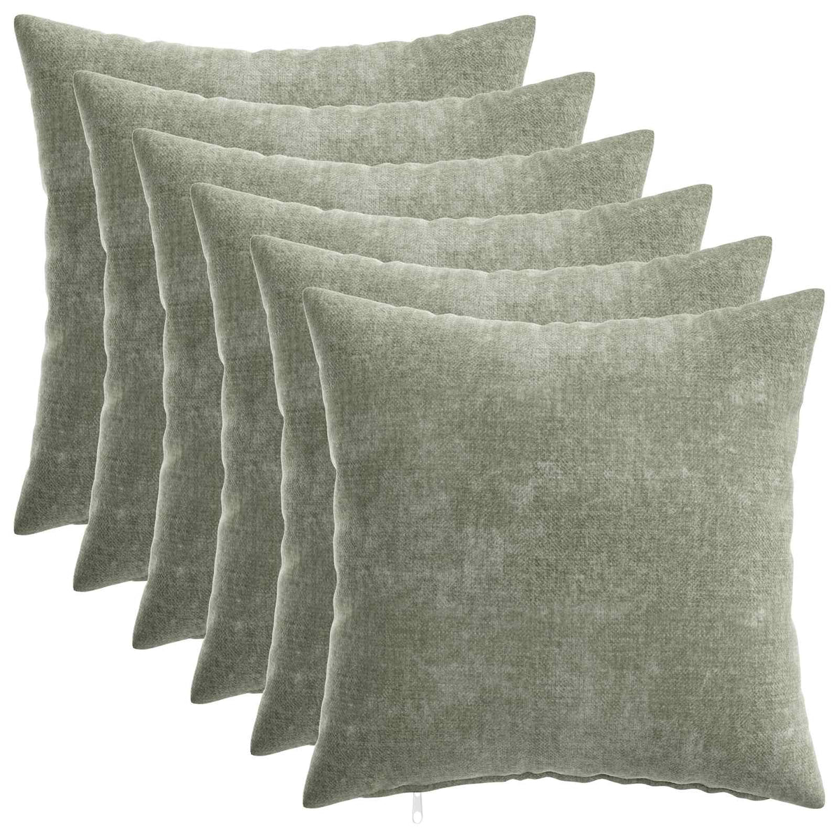 Throw Pillow HEERLEN Green Chenille Fabric