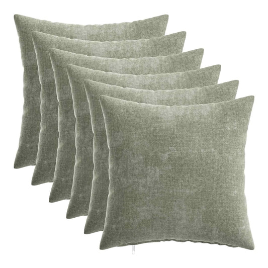 Throw Pillow HEERLEN Green Chenille Fabric