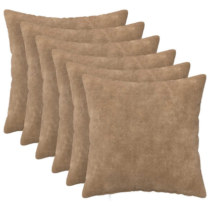 vidaXL Throw Pillow 6 pcs HEERLEN Taupe 50 x 50 cm Microfiber Fleece 1