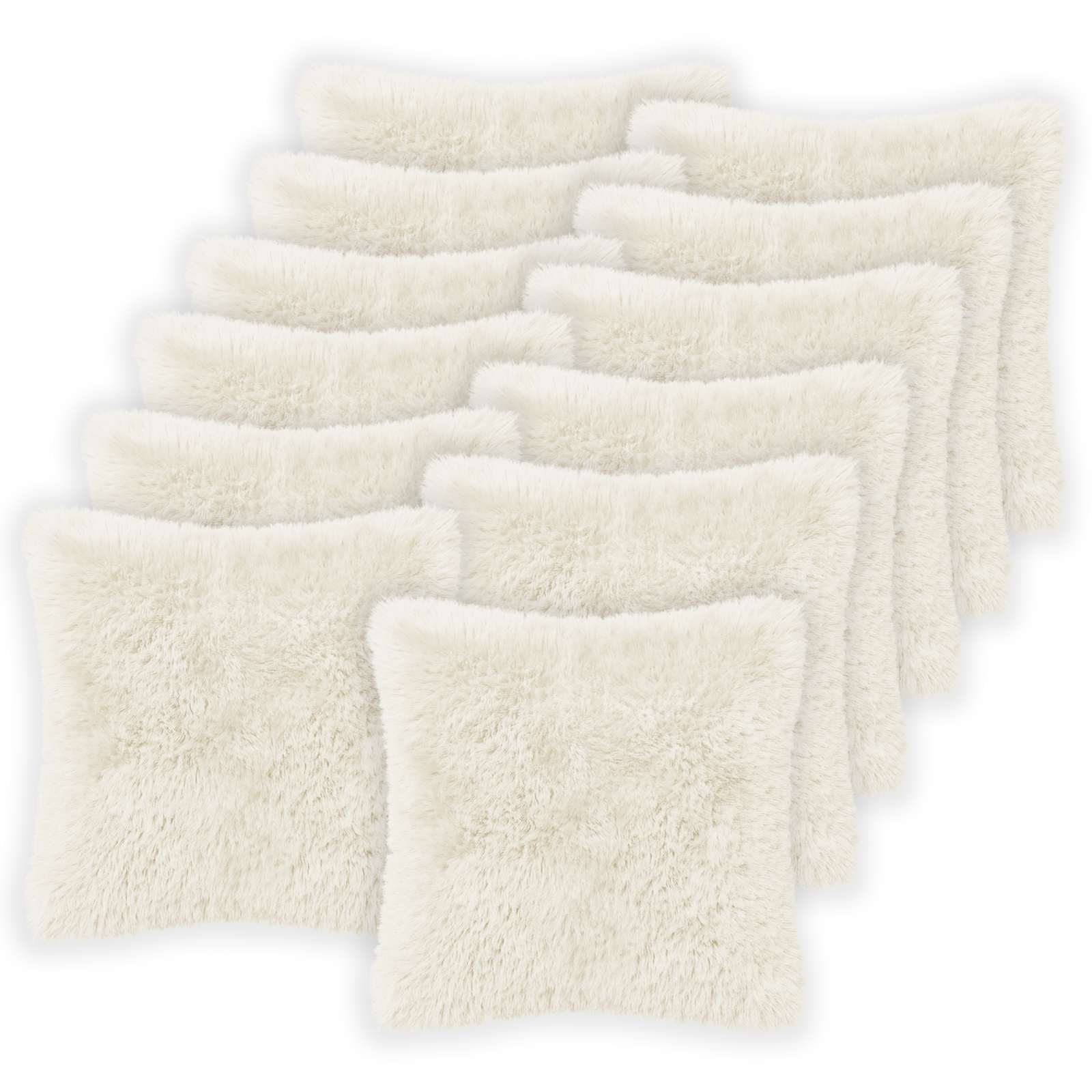 vidaXL Cushion with Pillow HEERLEN 6 pcs White PV Fleece 2