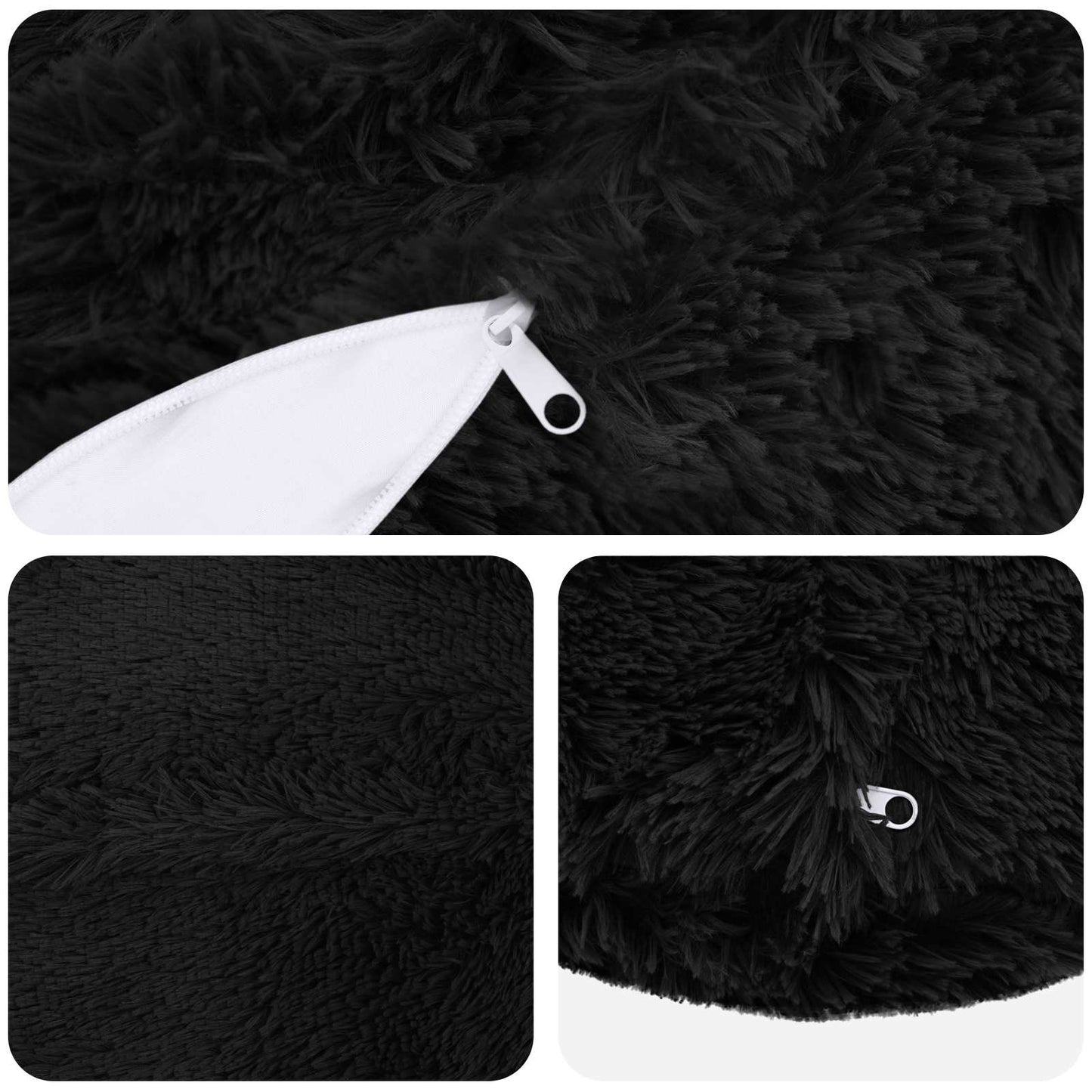 vidaXL Cushion with Pillow HEERLEN 6 pcs Black PV Fleece 5