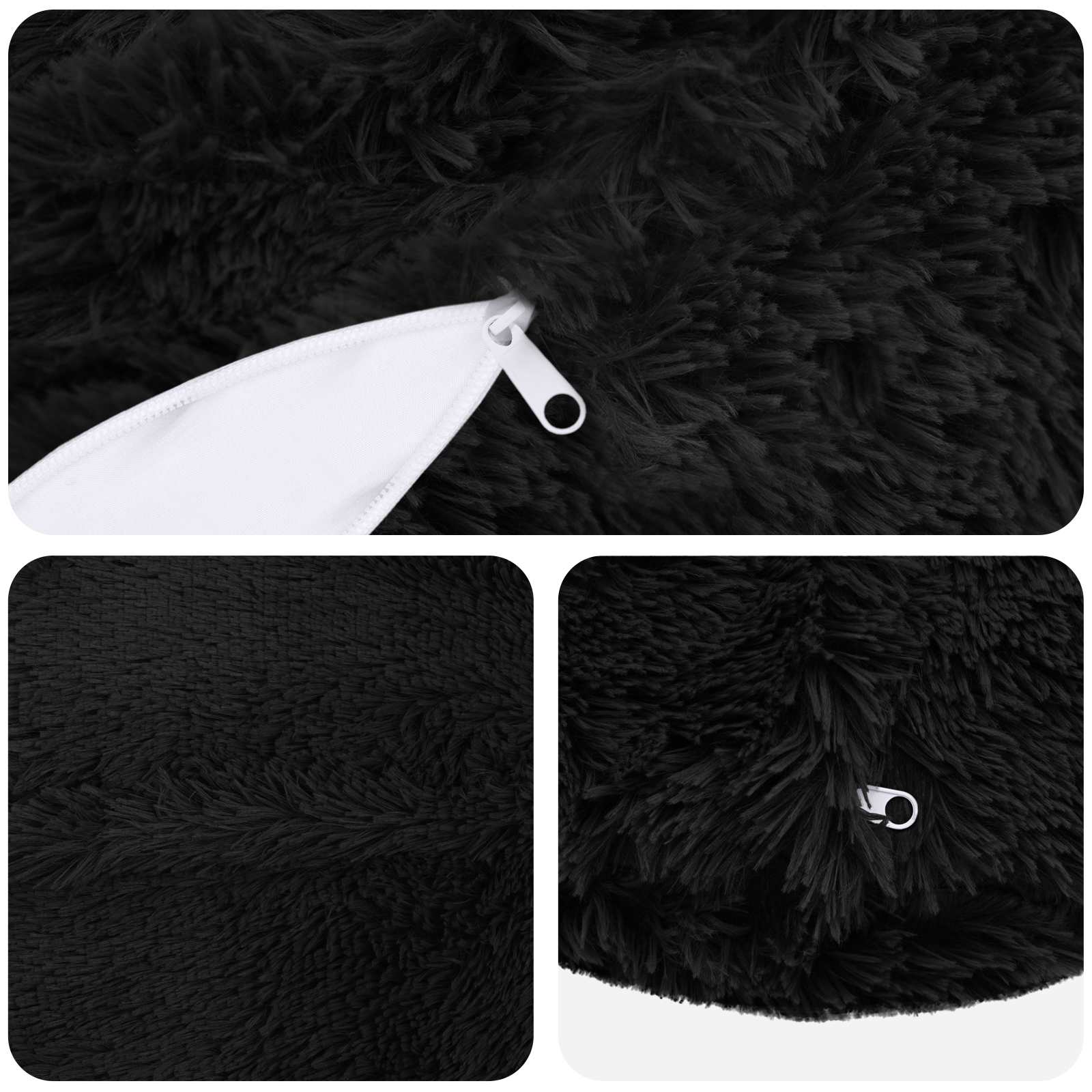 vidaXL Cushion with Pillow HEERLEN 6 pcs Black PV Fleece 5