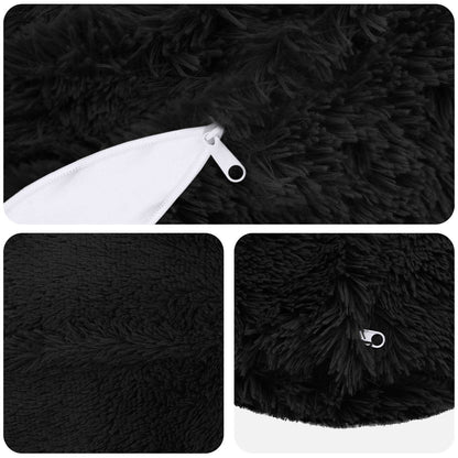 vidaXL Cushion with Pillow HEERLEN 6 pcs Black PV Fleece 5