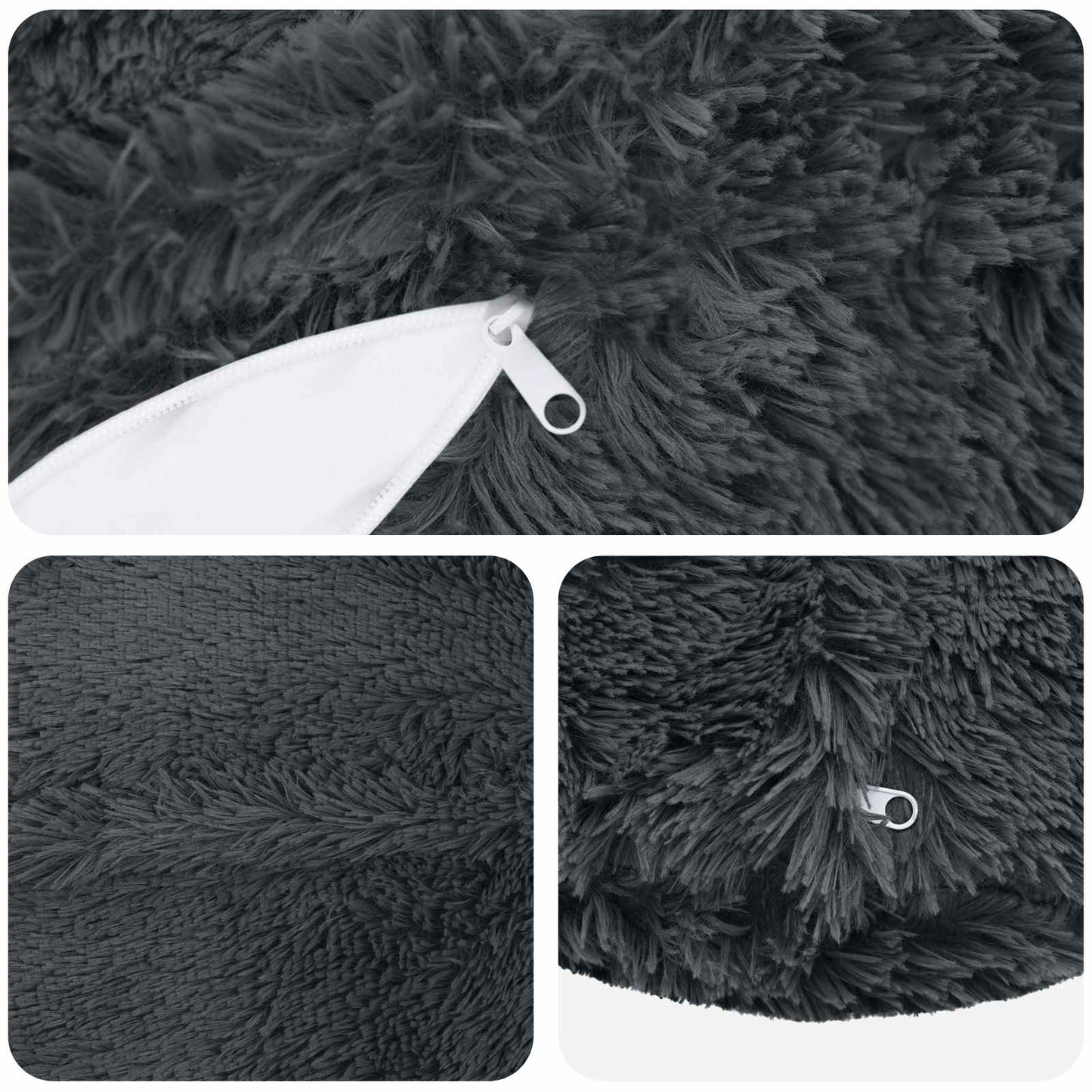 vidaXL Cushion with Pillow HEERLEN 6 pcs Anthracite PV Fleece 5