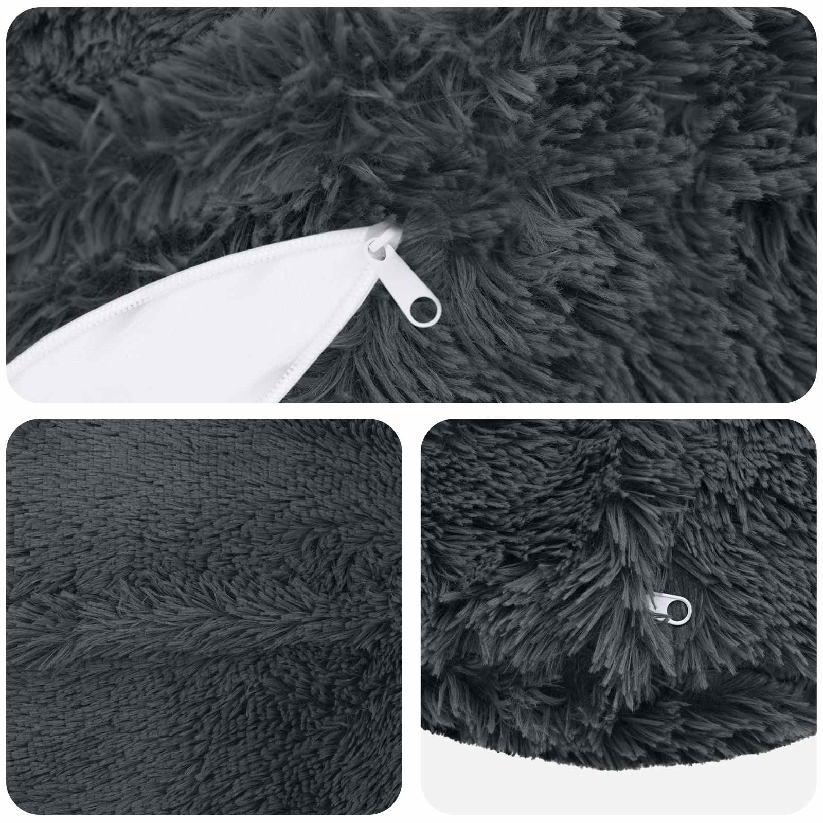 vidaXL Cushion with Pillow HEERLEN 6 pcs Anthracite PV Fleece 5