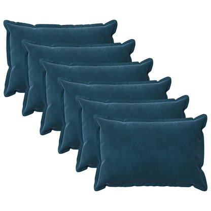 vidaXL Cushion with Pillow HOUTEN 6 pcs Blue Velvet 2