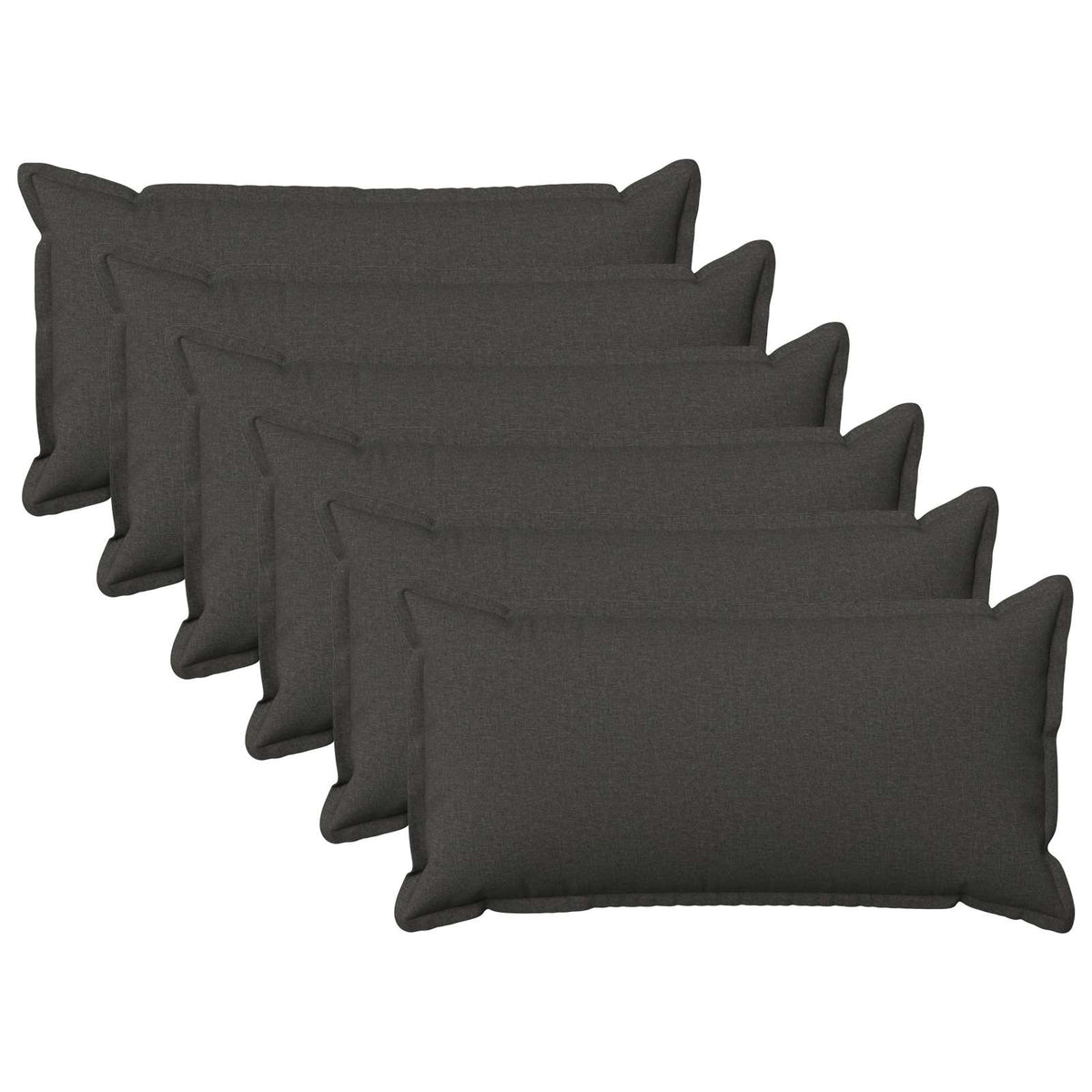 vidaXL Throw Pillow 6 pcs HOUTEN Dark Grey 40 x 80 cm Faux Linen 2