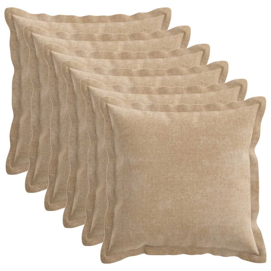 vidaXL Throw Pillow 6 pcs HOUTEN Taupe 45 x 45 cm Chenille Fabric 2