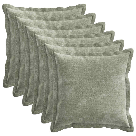 vidaXL Throw Pillow 6 pcs HOUTEN Green 50 x 50 cm Chenille Fabric 2