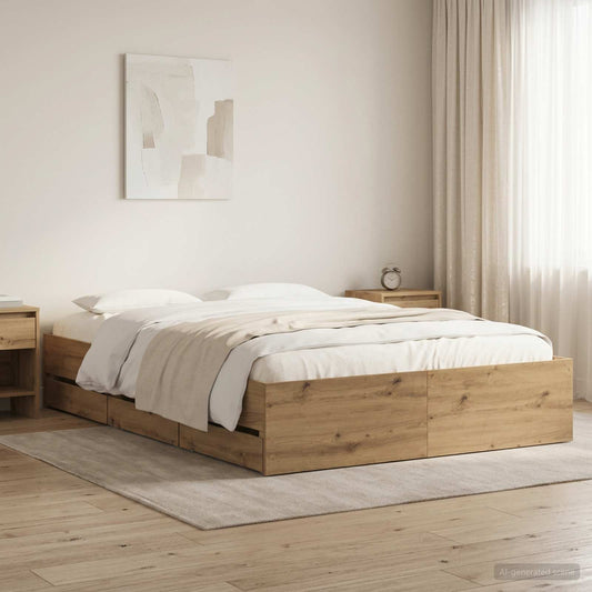 Bed Frame with Drawers without Mattress 150x200 cm Artisan oak