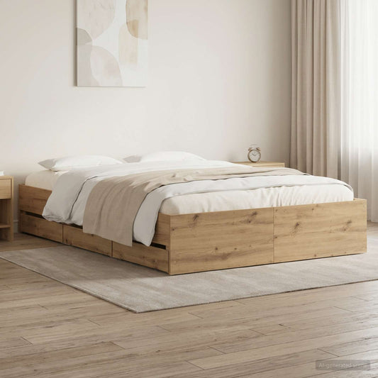 Bed Frame with Drawers without Mattress 120x200 cm Artisan oak