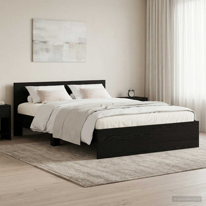 Bed Frame with Headboard Engineered wood Black Oak 120 x 200 cm