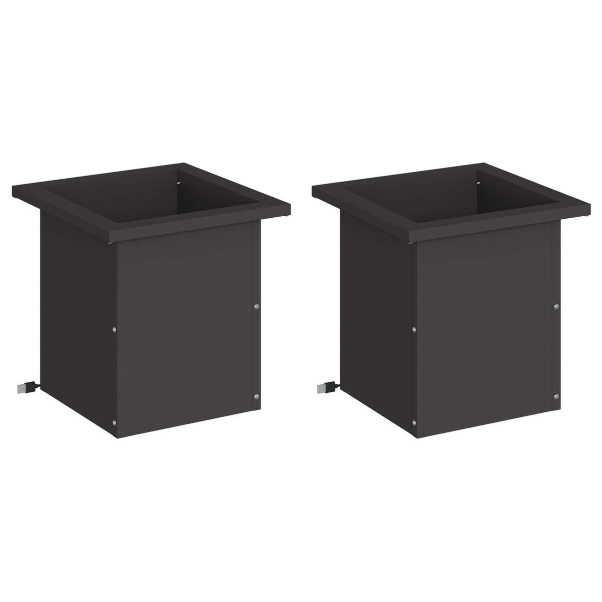 vidaXL Garden Planter with LED 2 pcs Black 30 x 30 x 30 cm Steel 4