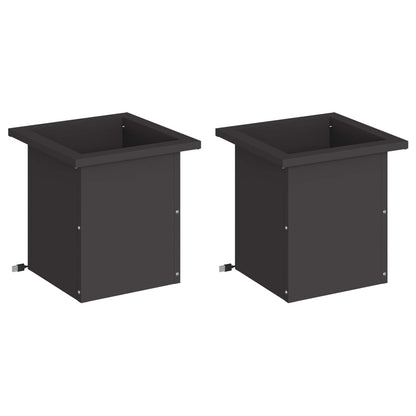vidaXL Garden Planter with LED 2 pcs Black 30 x 30 x 30 cm Steel 4