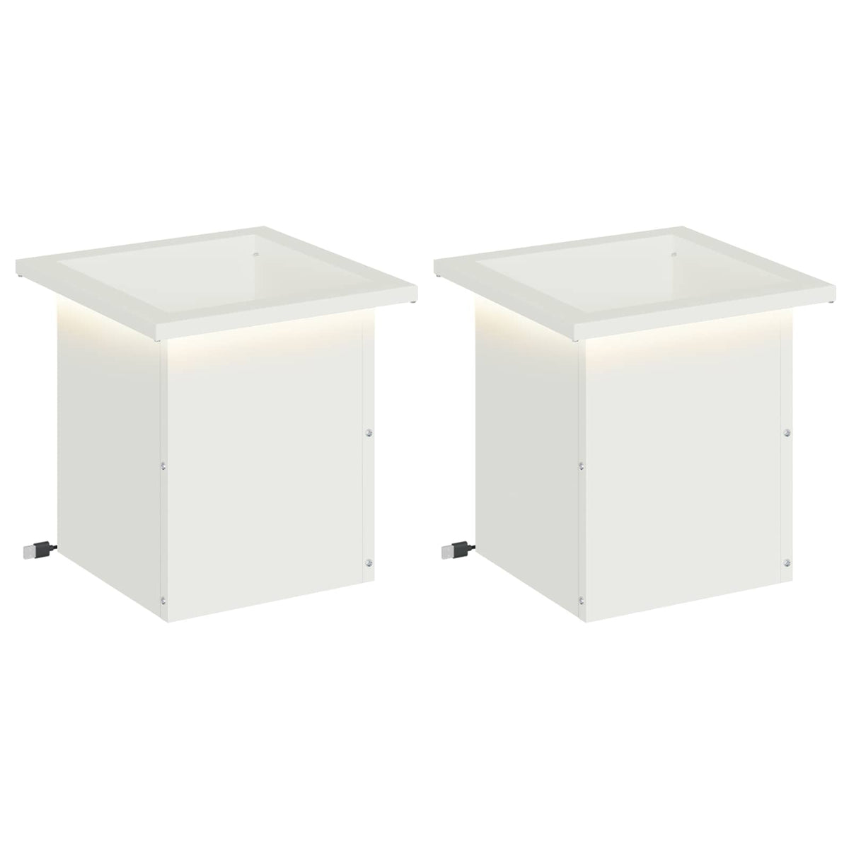 vidaXL Garden Planter with LED 2 pcs White 30 x 30 x 30 cm Steel 2