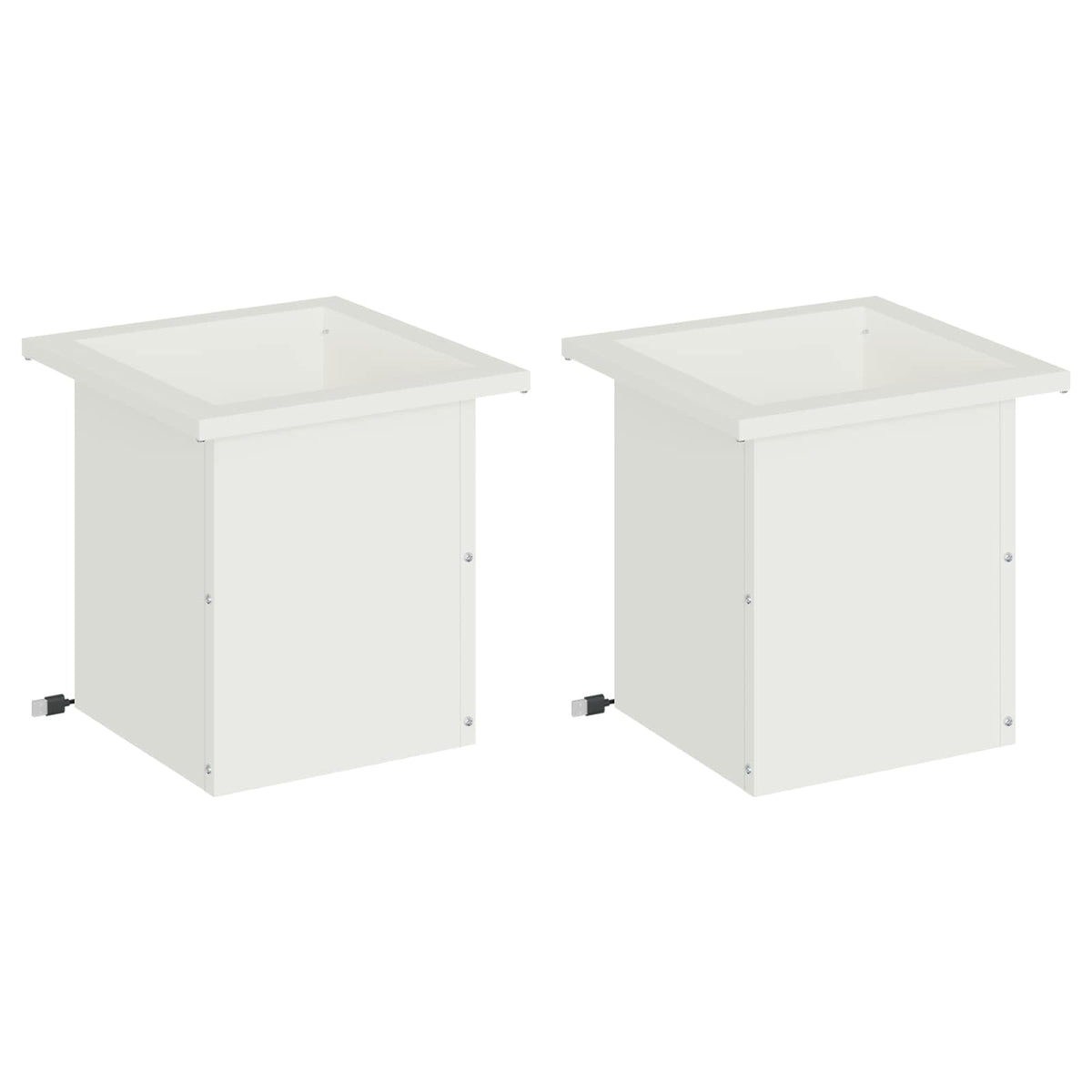 vidaXL Garden Planter with LED 2 pcs White 30 x 30 x 30 cm Steel 4