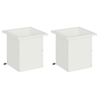 vidaXL Garden Planter with LED 2 pcs White 30 x 30 x 30 cm Steel 4