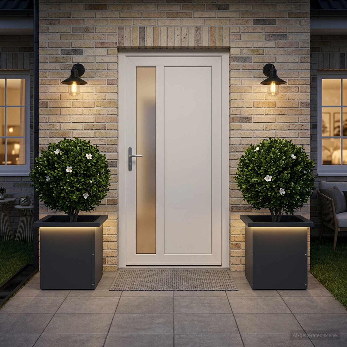vidaXL Garden Planter with LED 2 pcs Antracite 30 x 30 x 30 cm Steel 1