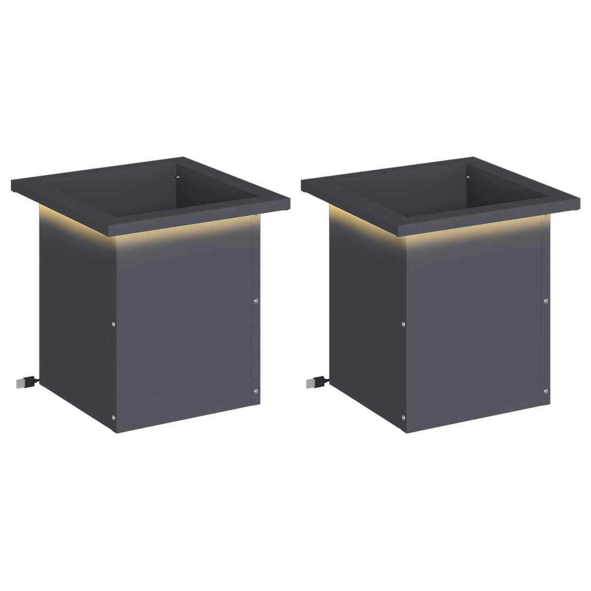 vidaXL Garden Planter with LED 2 pcs Antracite 30 x 30 x 30 cm Steel 2