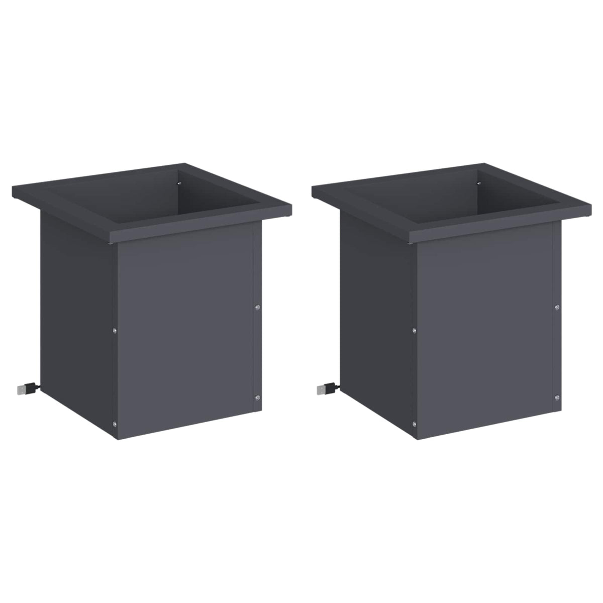 vidaXL Garden Planter with LED 2 pcs Antracite 30 x 30 x 30 cm Steel 4