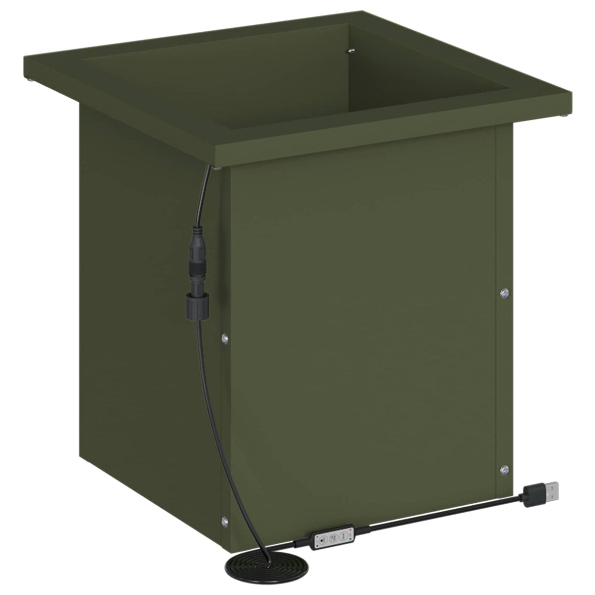 vidaXL Garden Planter with LED 2 pcs Olive Green 30 x 30 x 30 cm Steel 6