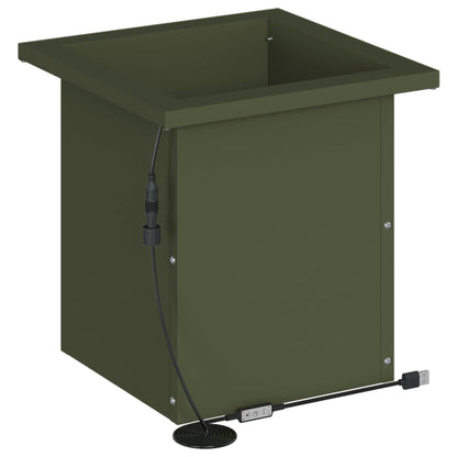 vidaXL Garden Planter with LED 2 pcs Olive Green 30 x 30 x 30 cm Steel 6