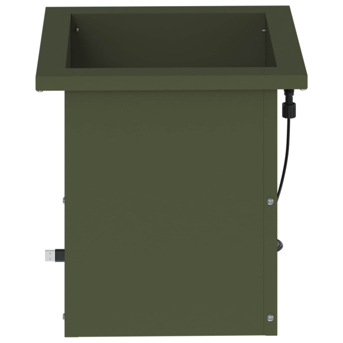 vidaXL Garden Planter with LED 2 pcs Olive Green 30 x 30 x 30 cm Steel 5