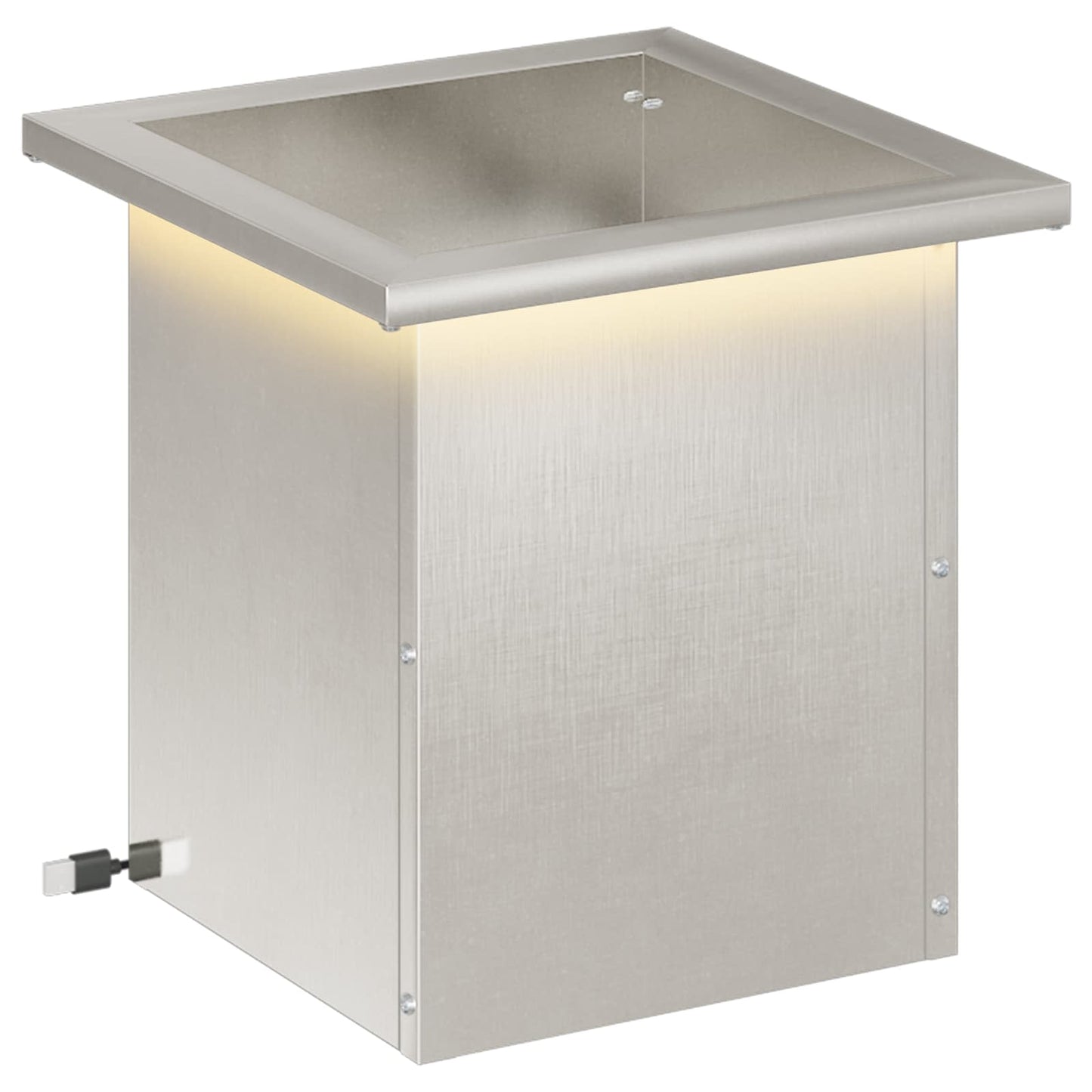 vidaXL Garden Planter with LED Silver 30 x 30 x 30 cm Stainless Steel 1