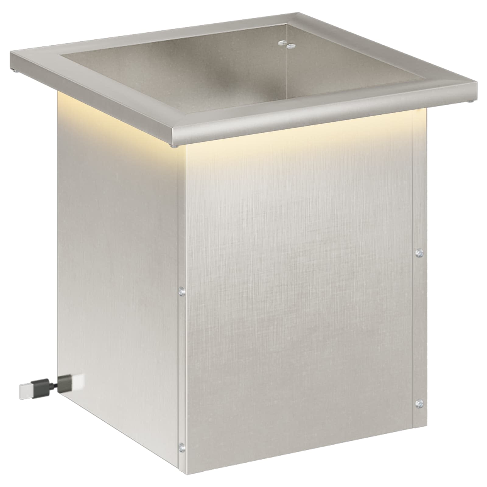 vidaXL Garden Planter with LED Silver 30 x 30 x 30 cm Stainless Steel 1