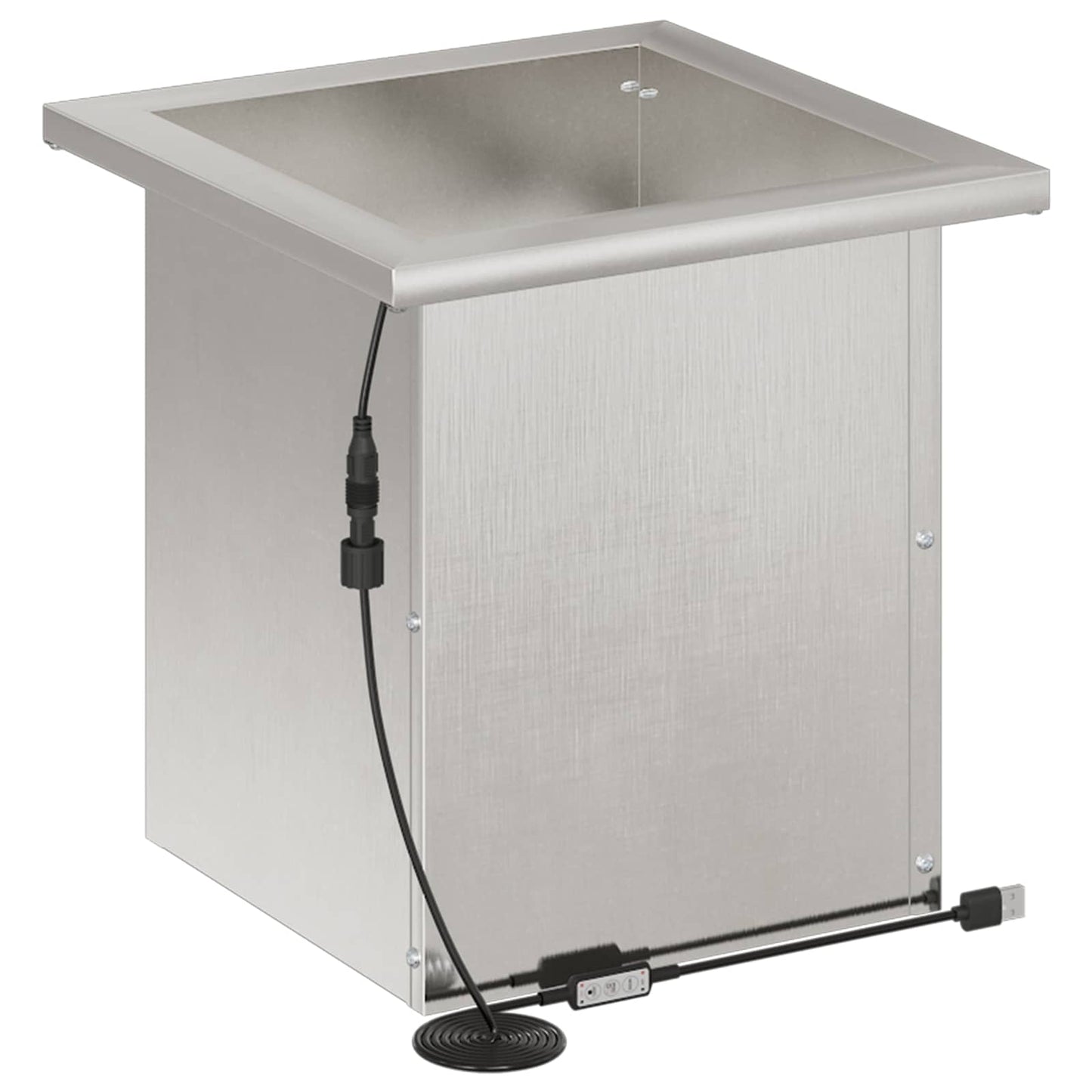 vidaXL Garden Planter with LED Silver 30 x 30 x 30 cm Stainless Steel 4