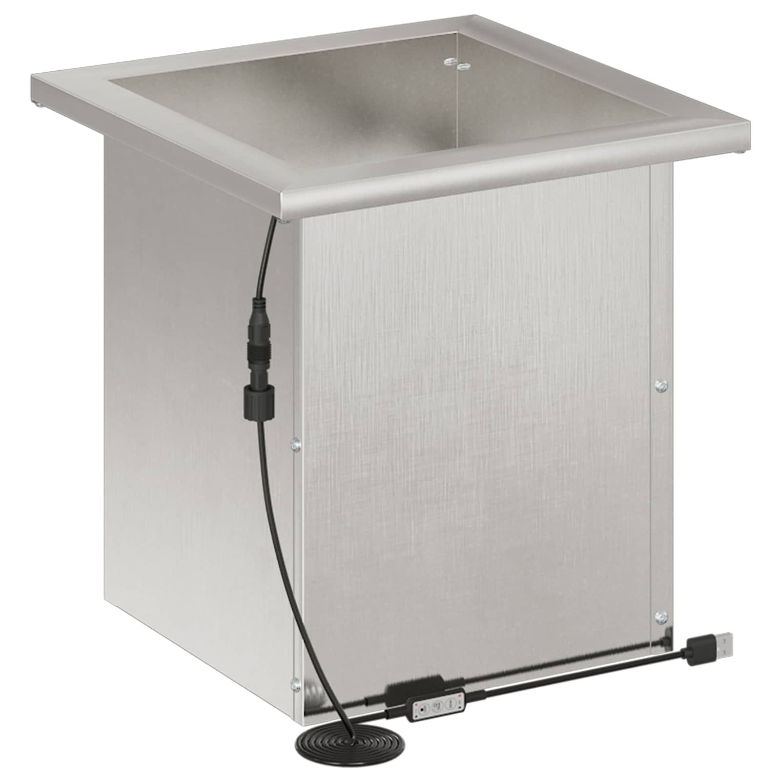 vidaXL Garden Planter with LED Silver 30 x 30 x 30 cm Stainless Steel 4