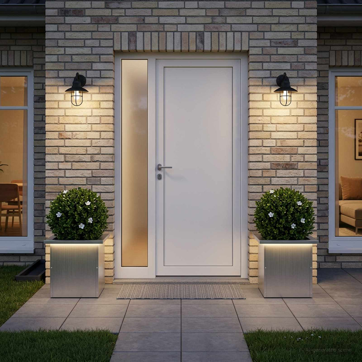 vidaXL Garden Planter with LED 30 x 30 x 30 cm Steel 2 pcs