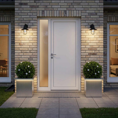 vidaXL Garden Planter with LED 30 x 30 x 30 cm Steel 2 pcs